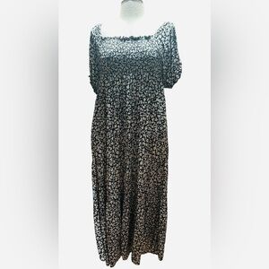 EASEL Black Floral Midi Maxi Smocked Women's Dress. Size Large